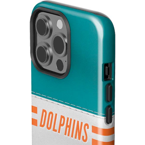 NFL Miami Dolphins White Striped iPhone 15 Pro Impact Case